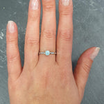Minimalist Larimar ring offering everyday elegance, lovely as a self-love token or bridesmaid gift.