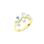 Minimalist five-stone topaz ring, great for clean fashion or thoughtful gifts.