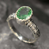 Elegant 925 Sterling Silver ring featuring a Created Mint Emerald, perfect for birthdays and special occasions.
