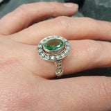 Elegant 925 Sterling Silver ring featuring a Created Mint Emerald, perfect for May birthdays and special occasions.