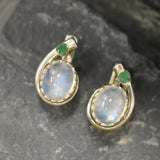 Moonstone Earrings - Natural Moonstone Earrings - Oval Rainbow Studs