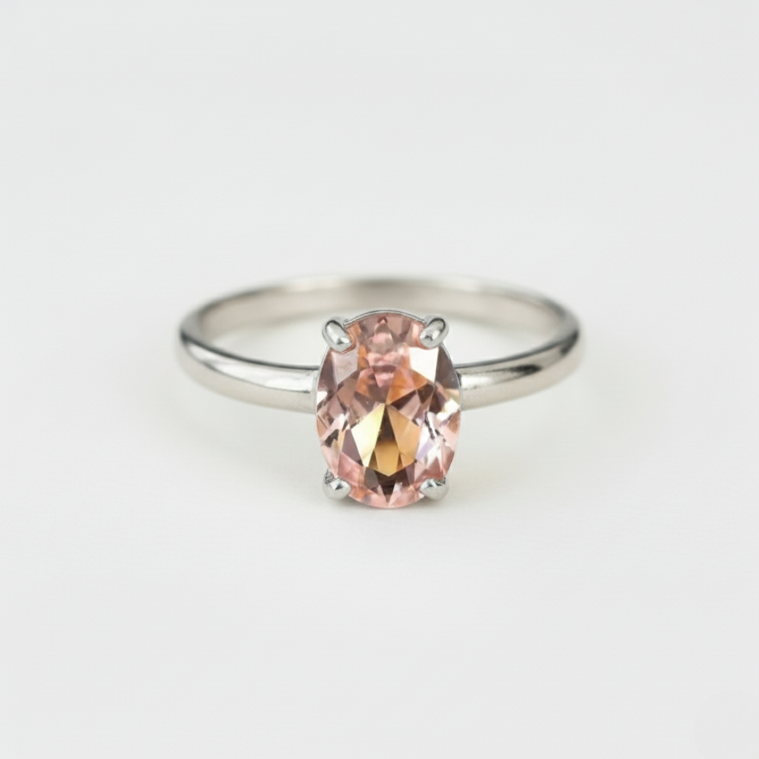 Morganite Ring - Pink Solitaire Ring - Oval Morganite Ring made in 925 Sterling Silver. Ideal for everyday wear and perfect for birthday gifting and special occasions.