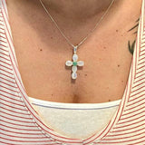 Multistone Cross Necklace - Real Garnet Pendant - Statement Cross Necklace