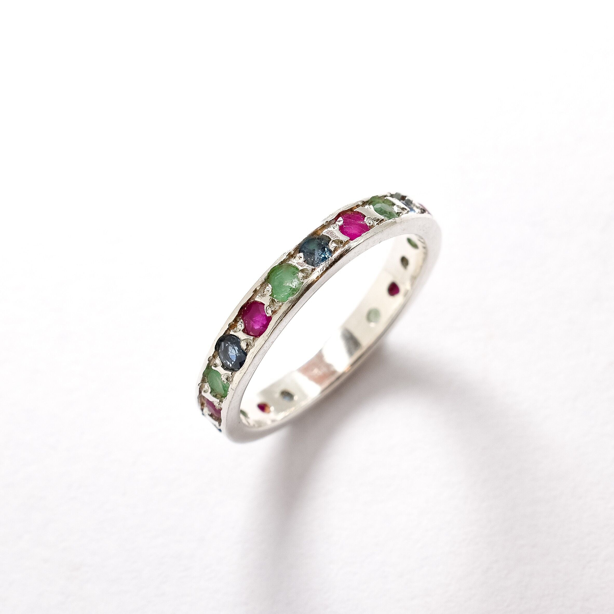 Natural Sapphire Ring made in 925 Sterling Silver with Round Natural Blue Sapphire in Channel-Set setting, September Birthstone gift idea, symbolizes sincerity, truth, and faithfulness, ideal for everyday wear and perfect for birthday gifting and special occasions.