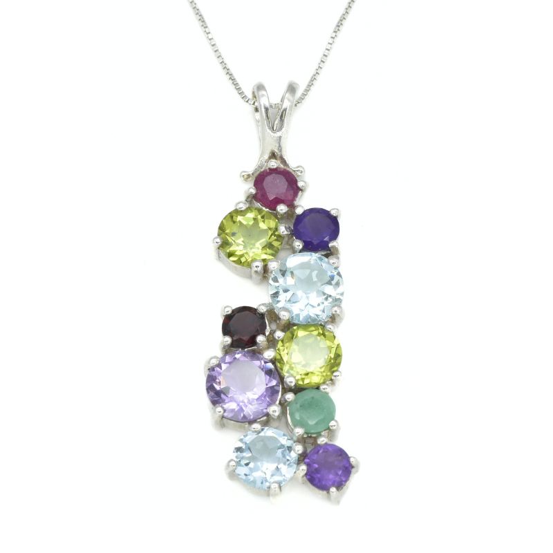 Natural Emerald Pendant made in 925 Sterling Silver with Round Natural Green Emerald in Cluster setting, May Birthstone gift idea, symbolizes growth, harmony, and deep emotional healing, ideal for everyday wear and perfect for birthday gifting and special occasions.