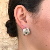 Mystic Topaz Earrings - Purple Dome Earrings - Wide Silver Huggies