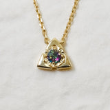 Real Gold Topaz Necklace - Genuine Mystic Topaz Necklace - Dainty Purple Gold Pendant