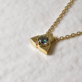 Real Gold Topaz Necklace - Genuine Mystic Topaz Necklace - Dainty Purple Gold Pendant