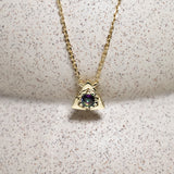 Real Gold Topaz Necklace - Genuine Mystic Topaz Necklace - Dainty Purple Gold Pendant