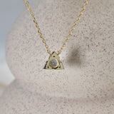 Real Gold Topaz Necklace - Genuine Mystic Topaz Necklace - Dainty Purple Gold Pendant