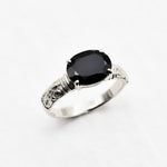 Natural Onyx Black Tribal Ring set in Solid 925 Sterling Silver, Unisex Silver Ring