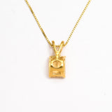 18k Yellow gold plated necklace with Citrine November birthstone in emerald cut and prong setting. Natural Gemstone Necklace ideal for special occasions and personalized gift. Citrine boosts positivity and prosperity. For joy, abundance, confidence