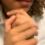 14k Solid Rose Gold Ring set with Natural Diamond, and Real Ruby Gemstones, ideal gift for her