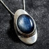 Natural Kyanite Necklace - Blue Statement Necklace - Oval Vintage Pendant