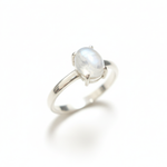Natural Moonstone Ring made in 925 Sterling Silver with Oval Natural Rainbow Moonstone in Prong setting, June Birthstone gift idea, symbolizes hope, healing, and protection, ideal for everyday wear and perfect for birthday gifting and special occasions.