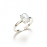 Natural Moonstone Ring made in 925 Sterling Silver with Oval Natural Rainbow Moonstone in Prong setting, June Birthstone gift idea, symbolizes hope, healing, and protection, ideal for everyday wear and perfect for birthday gifting and special occasions.