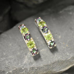 Natural Mystic Topaz and Peridot earrings in sterling silver hoops, vibrant color gemstones symbolizing creativity and growth, perfect August birthstone gift for summer birthdays and anniversaries