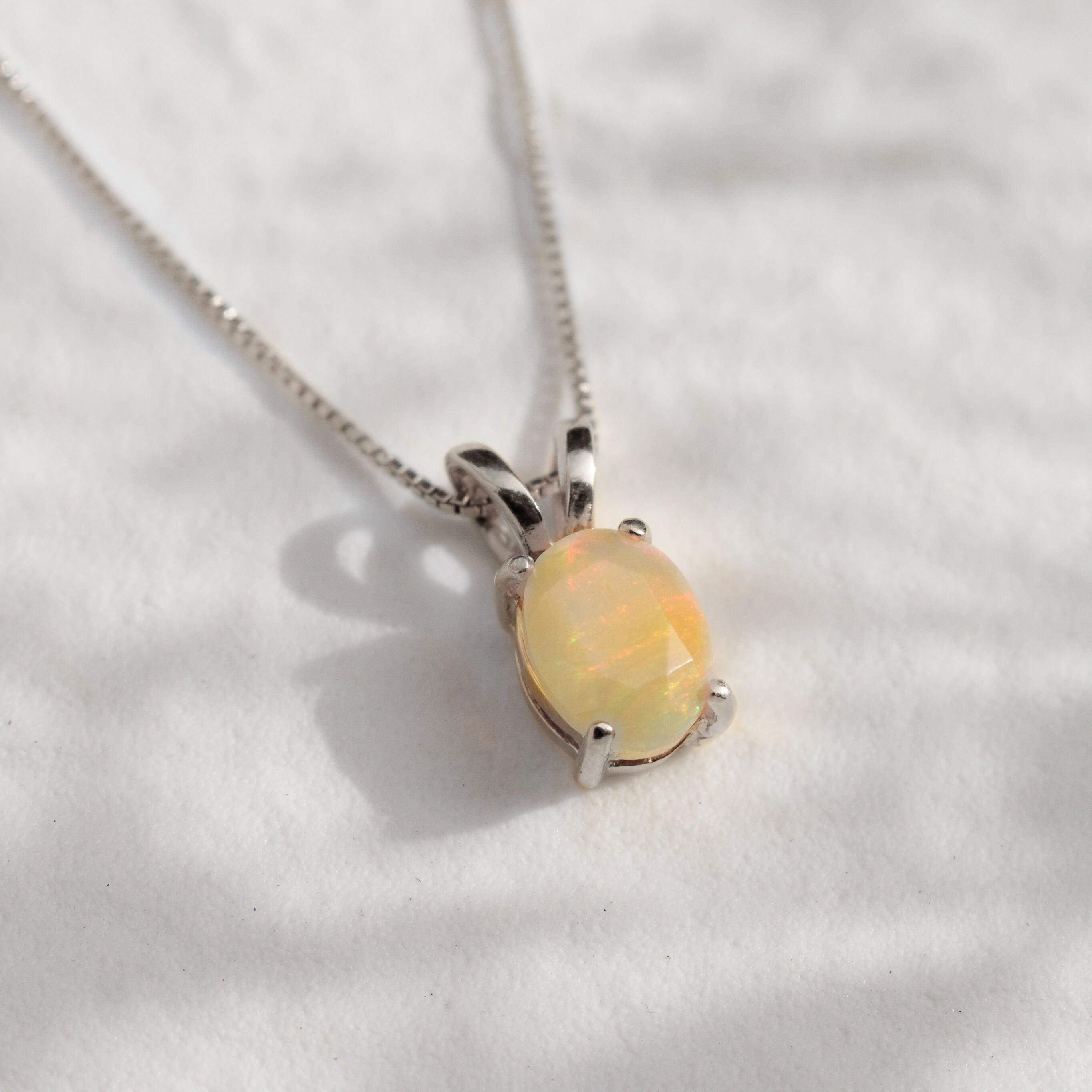 Gold Opal Pendant Natural Opal Necklace October Birthstone
