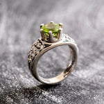 Natural Peridot luxury ring with brilliant CZ halo, ideal as a thoughtful gift for special celebrations.