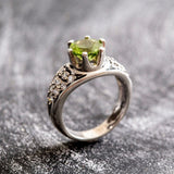 Natural Peridot luxury ring with brilliant CZ halo, ideal as a thoughtful gift for special celebrations.