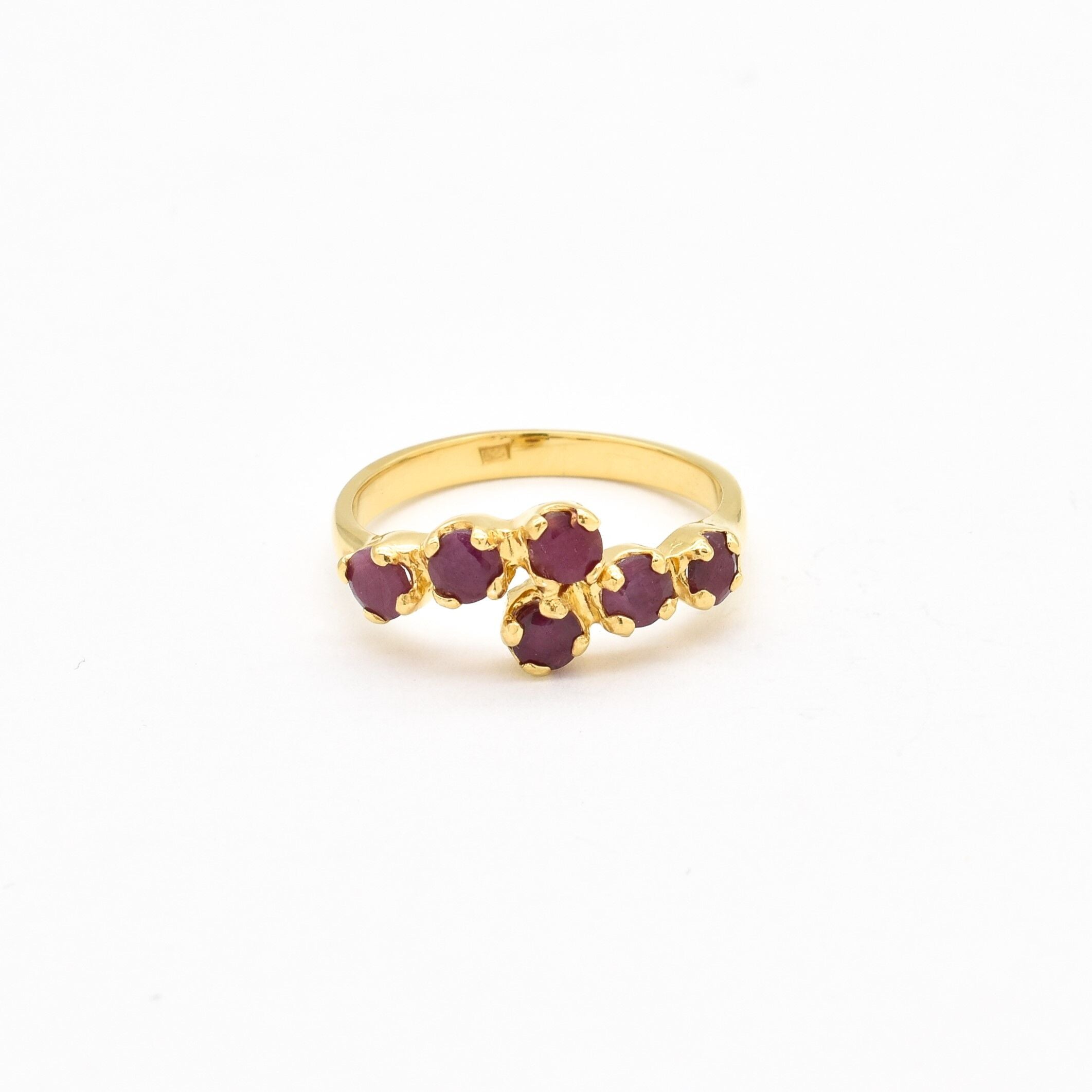 Gold Ruby Band, Natural Ruby Ring, Gold Vintage Ring, July Birthstone, Stackable Ring, 18K Gold Ring, Gold Antique Ring, Solid Silver Band