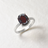 Gold Garnet Ring - Red Engagement Ring - Vintage Solitaire Ring