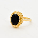 Black Onyx Ring - Silver Vintage Ring - Natural Onyx Ring
