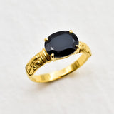 Black Onyx Ring - Natural Onyx Band - Onyx Boho Ring
