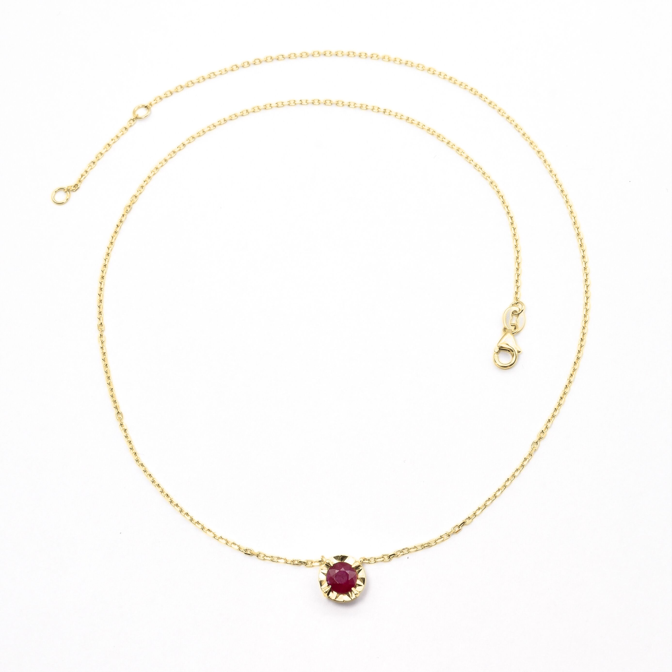 Genuine Ruby Necklace, Solid Gold Ruby Necklace