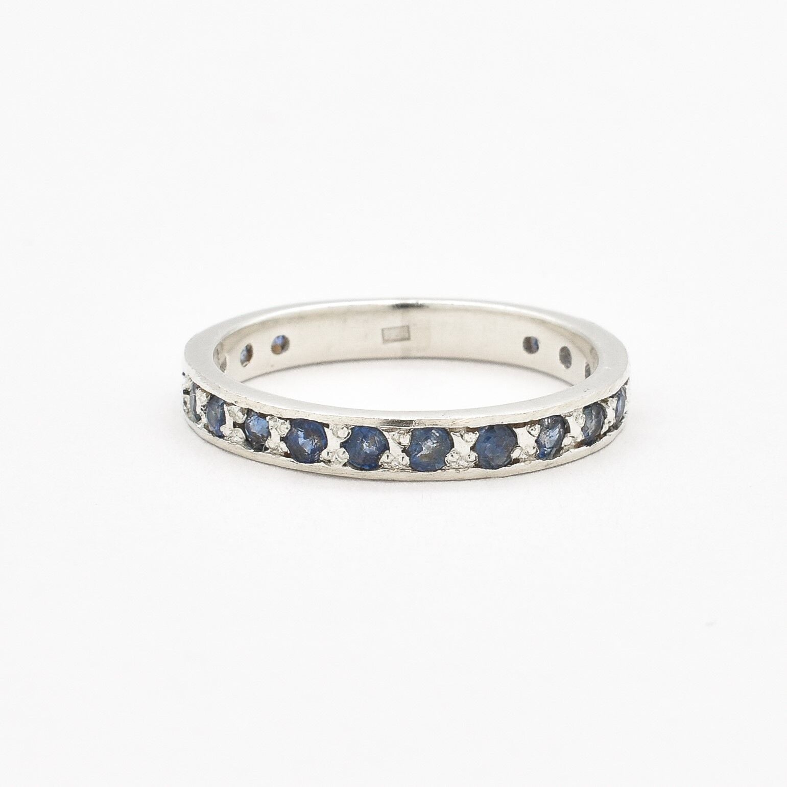 Elegant 925 Sterling Silver Ring featuring a Channel-Set Round Natural Blue Sapphire, ideal for special occasions and September birthdays.