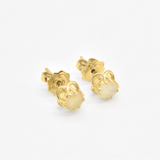 White Gold Opal Studs - Fire Opal Earrings - 18k White Gold Studs
