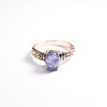 Rose Gold Tribal Ring, Natural Tanzanite Ring, Vintage Purple Ring Front View