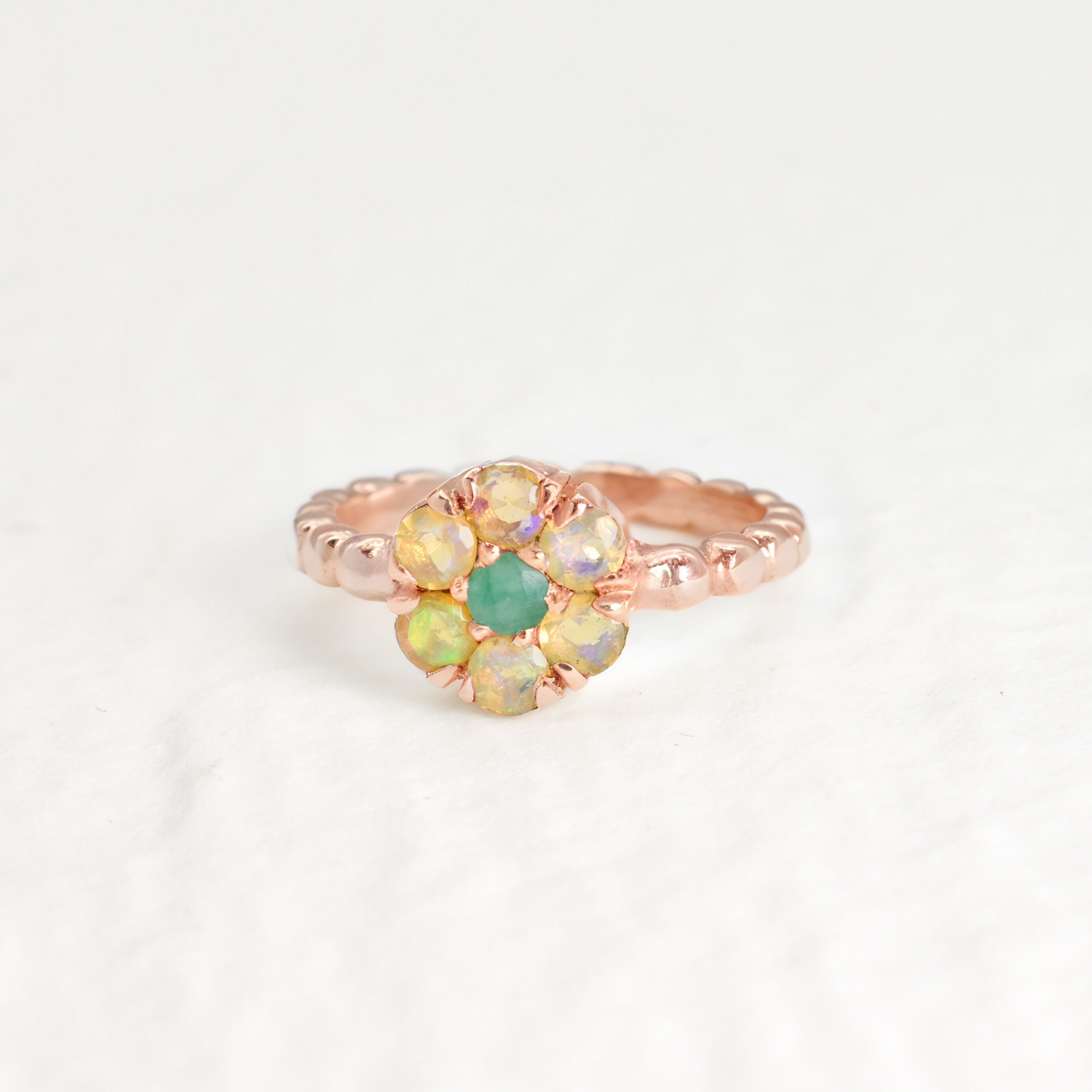 Charming Rose Gold Opal Daisy Ring, ideal for everyday elegance and thoughtful gifting on birthdays or special events.