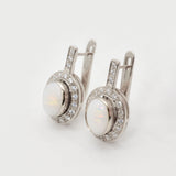 Opal Vintage Earrings - Statement Silver Earrings - Long Opal Earrings