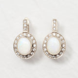 Gold Opal Earrings - Vintage Drop Earrings - White Bridal Earrings
