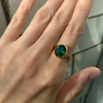 Stunning 18k Gold Vermeil Ring with Created Green Emerald, a meaningful May birthstone gift for any occasion.