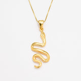 Gold Snake Pendant - Gold Serpent Necklace, Long Snake Pendant made in 18k Gold Vermeil. Ideal for everyday wear and perfect for birthday gifting and special occasions.