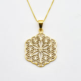 Flower of Life Pendant - Flower Mandala Pendant, Seed of Life Gold Necklace