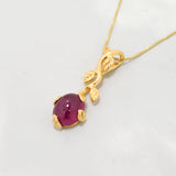 Stunning 18k Gold Vermeil Pendant with Oval Natural Ruby, a timeless piece symbolizing passion and elegance, ideal for gifting.