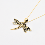 Silver Dragonfly Necklace - Insect Necklace - Vintage Dragonfly Pendant