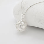 Silver Sphere Pendant - Flower Ball Necklace - 3D Ball Necklace made in 925 Sterling Silver. Ideal for everyday wear and perfect for birthday gifting and special occasions.