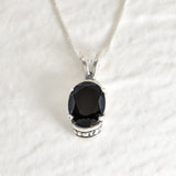 Gold Onyx Pendant - Black Onyx Necklace - Vintage Boho Necklace