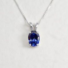 2828-P-cTAN: Sterling Silver 925 Created Tanzanite 8x6 oval