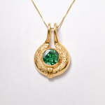 Created Emerald Pendant made in 18k Gold Vermeil with Round Created Green Emerald in Bezel setting, May Birthstone gift idea, symbolizes, ideal for everyday wear and perfect for birthday gifting and special occasions.