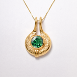 Created Emerald Pendant made in 18k Gold Vermeil with Round Created Green Emerald in Bezel setting, May Birthstone gift idea, symbolizes, ideal for everyday wear and perfect for birthday gifting and special occasions.