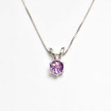 Gold Amethyst Pendant - Round Purple Necklace - Dainty Vintage Necklace