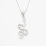 Gold Snake Pendant - Gold Serpent Necklace - Long Snake Pendant