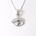 Silver Eye Pendant Front View in White Background