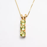 Gold Peridot Necklace - Three Stone Pendant - Gold Trilogy Necklace