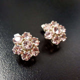 Pink Flower Earrings - Large Morganite Earrings - Vintage Floral Earrings